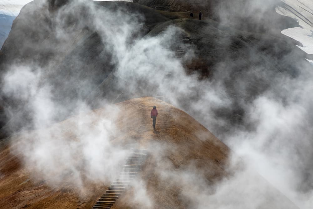 Misty Geothermal Journey by Franco Farinati — canvas wall art