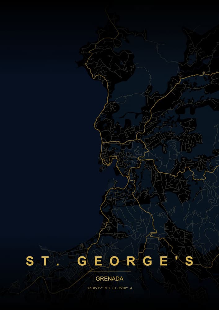 St. George's Grenada Map by HUGO — canvas wall art