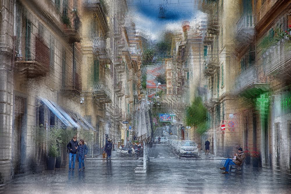 Moody European Street Scene by C.S. Tjandra — canvas wall art