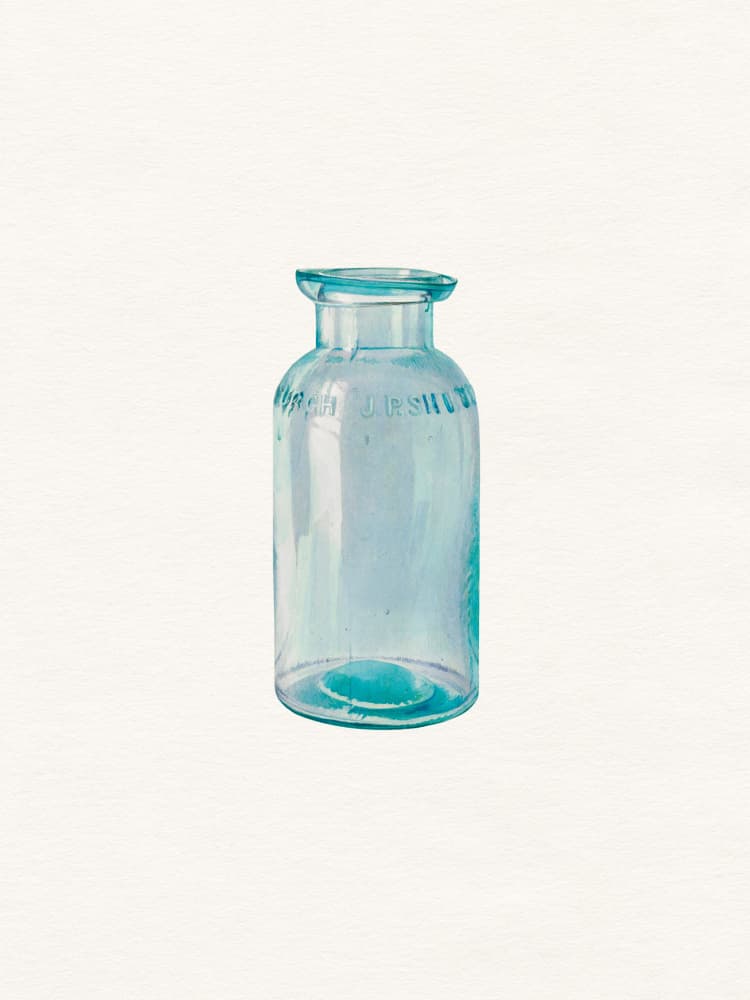 Aqua Apothecary Bottle by Wild Violets — canvas wall art