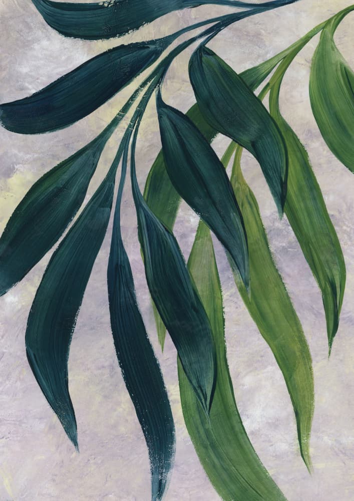 Flowing Green Leaves by Rosana Laiz Blursbyai — canvas wall art