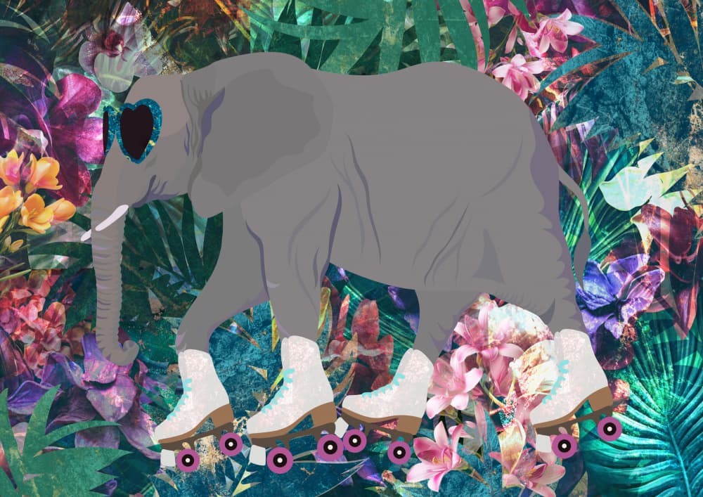 Roller Skating Elephant by Sarah Manovski — canvas wall art