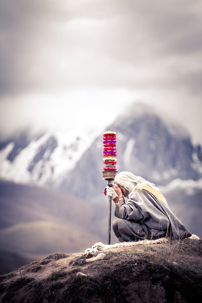 Sacred Mountain Pilgrim by qiye — canvas wall art