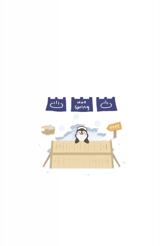 Cute Penguin Hot Spring by Xuan Thai — canvas wall art