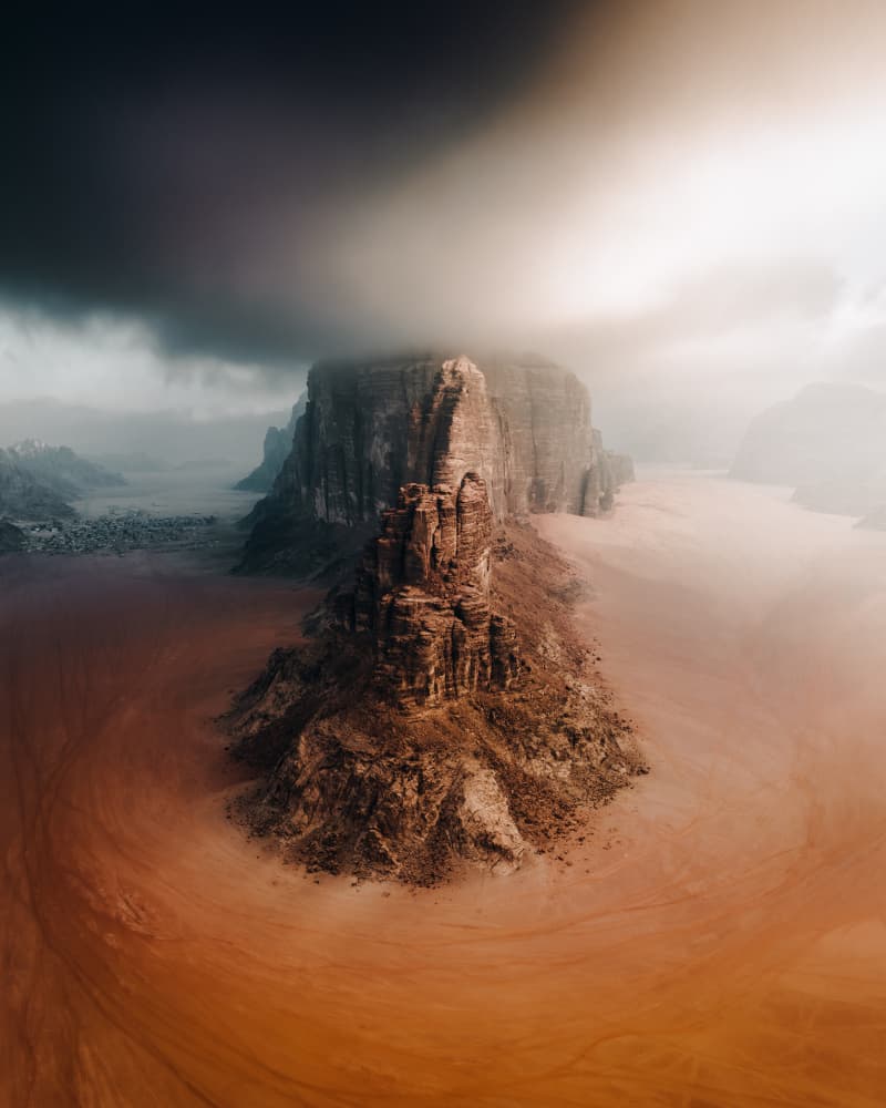 Cloud-Kissed Desert Peaks by Witold Ziomek — canvas wall art