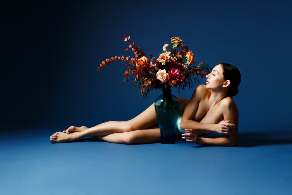 Elegant Floral Nude by Amalya Shandelman — canvas wall art