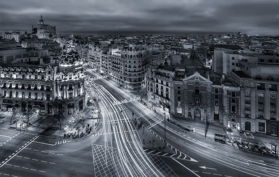 Madrid City Lights by Javier de la Torre — canvas wall art