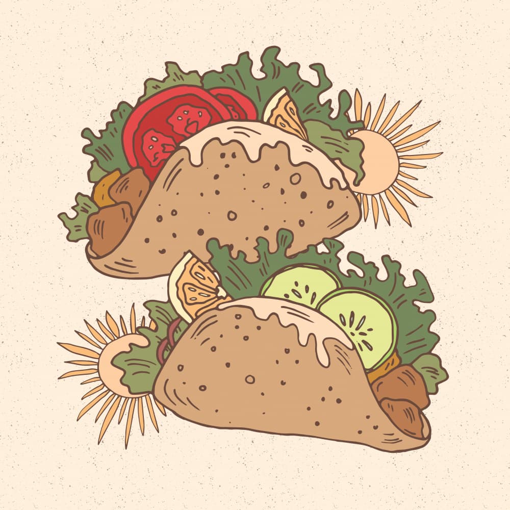 Delicious Tacos Drawing by Olena Kovalova — canvas wall art
