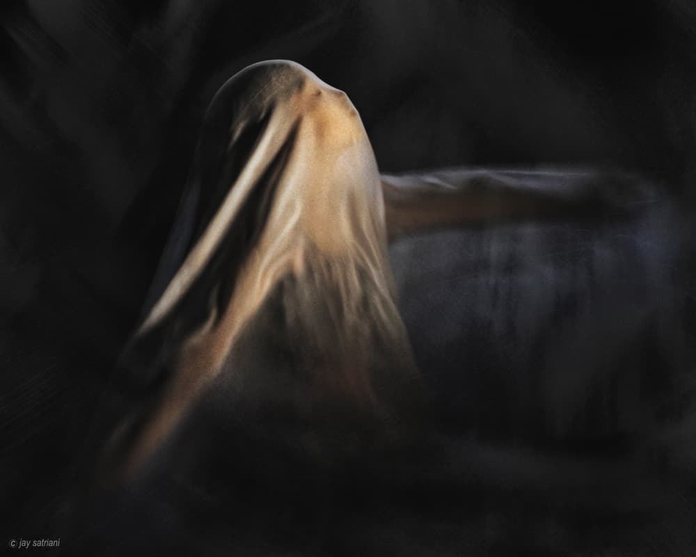 Mysterious Draped Figure by Jay Satriani — canvas wall art