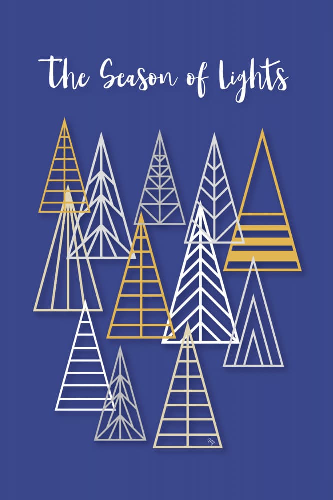 Festive Geometric Trees by Martina — canvas wall art