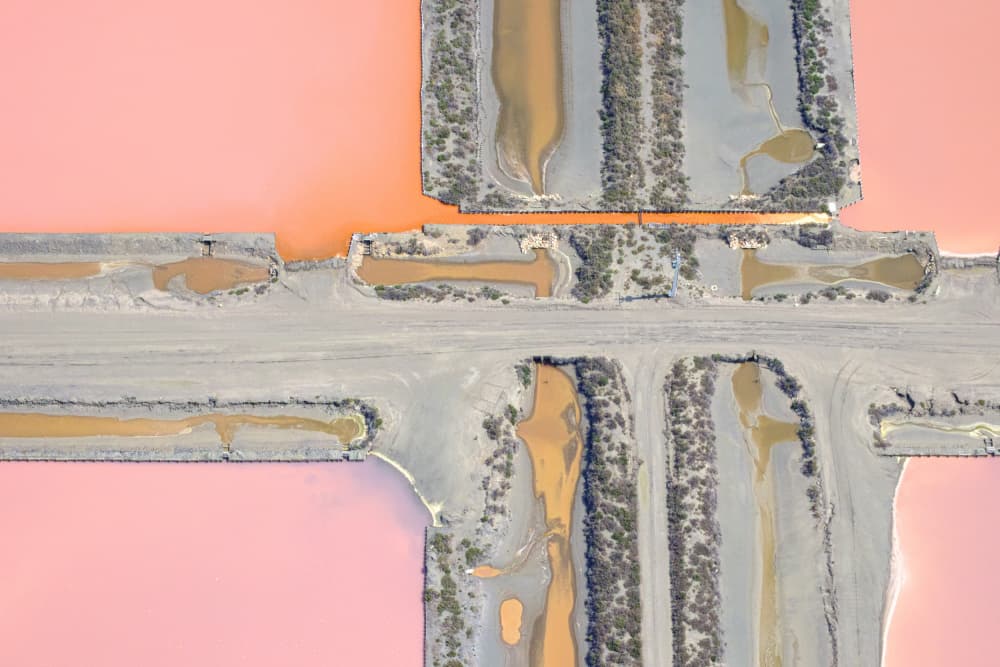 Vibrant Pink Salt Ponds by Robert Bolton — canvas wall art
