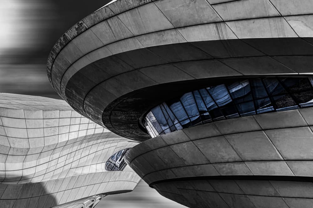 Futuristic Blue Architecture by Reeno — canvas wall art