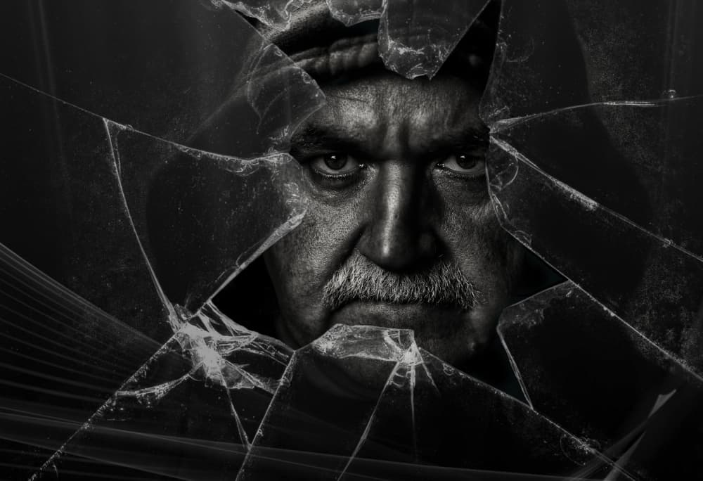 Intense Broken Glass Portrait by Klaus Grimm — canvas wall art