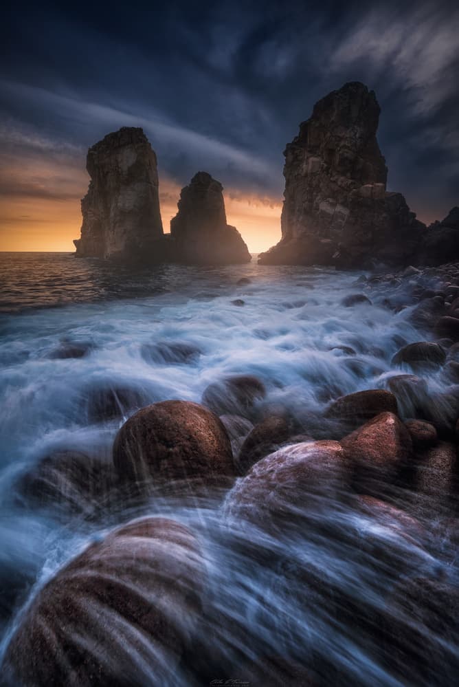 Twilight Sea Stacks by Carlos F. Turienzo — canvas wall art