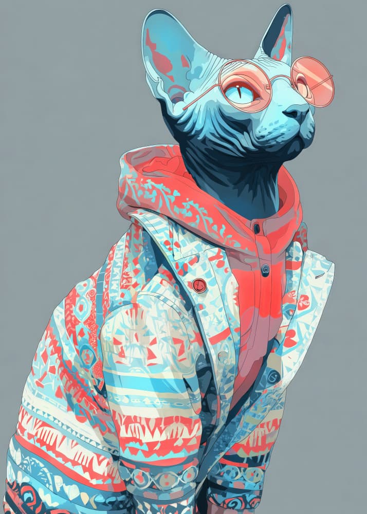 Stylish Sphynx Cat Fashion by Justyna Jaszke — canvas wall art
