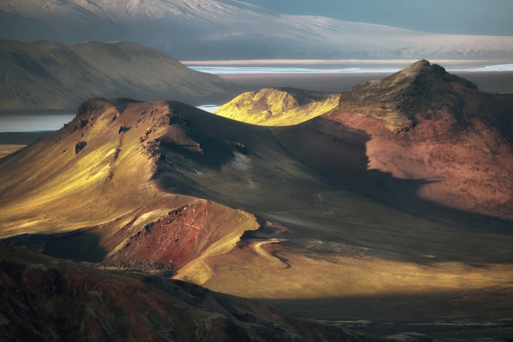 Golden Desert Mountains by Piotr Wrobel — canvas wall art