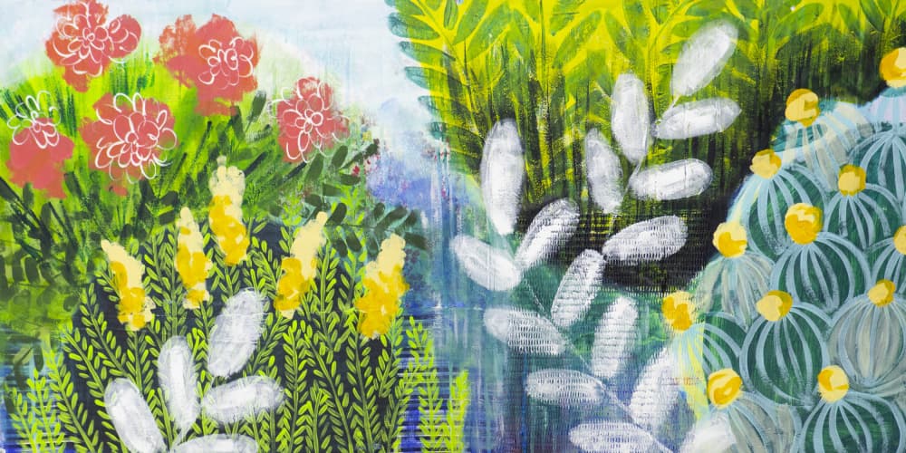 Colorful Garden Blooms by Shelley Hampe — canvas wall art