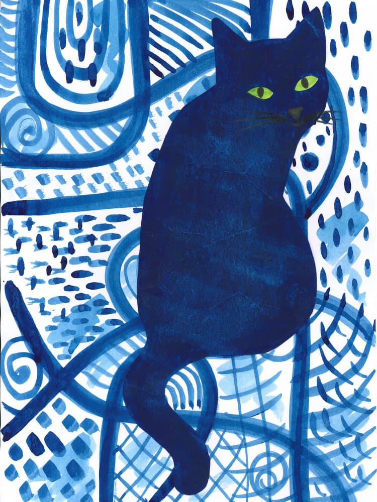 Blue Abstract Cat by Isabelle Brent — canvas wall art