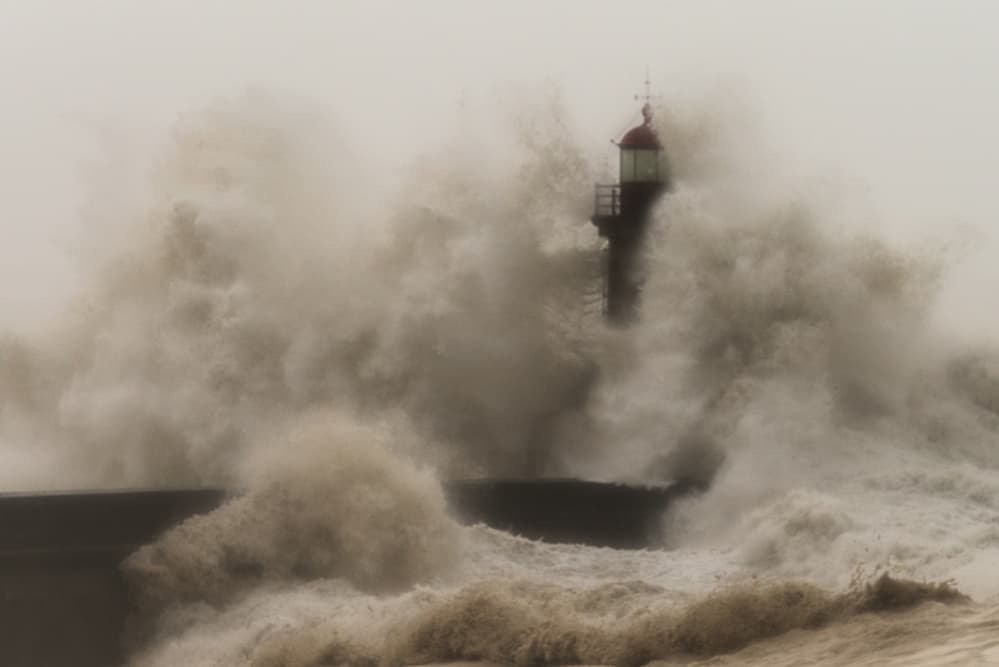 Lighthouse Amidst Crashing Waves by Ricardo Leal — canvas wall art