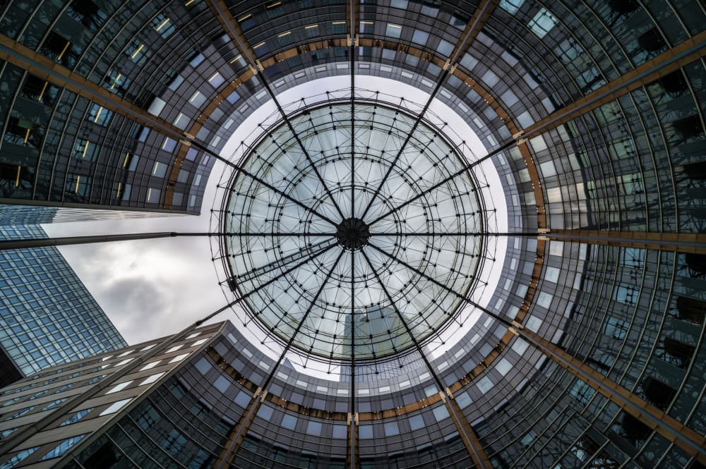 Upward City Geometry by Marc van Oostrum — canvas wall art