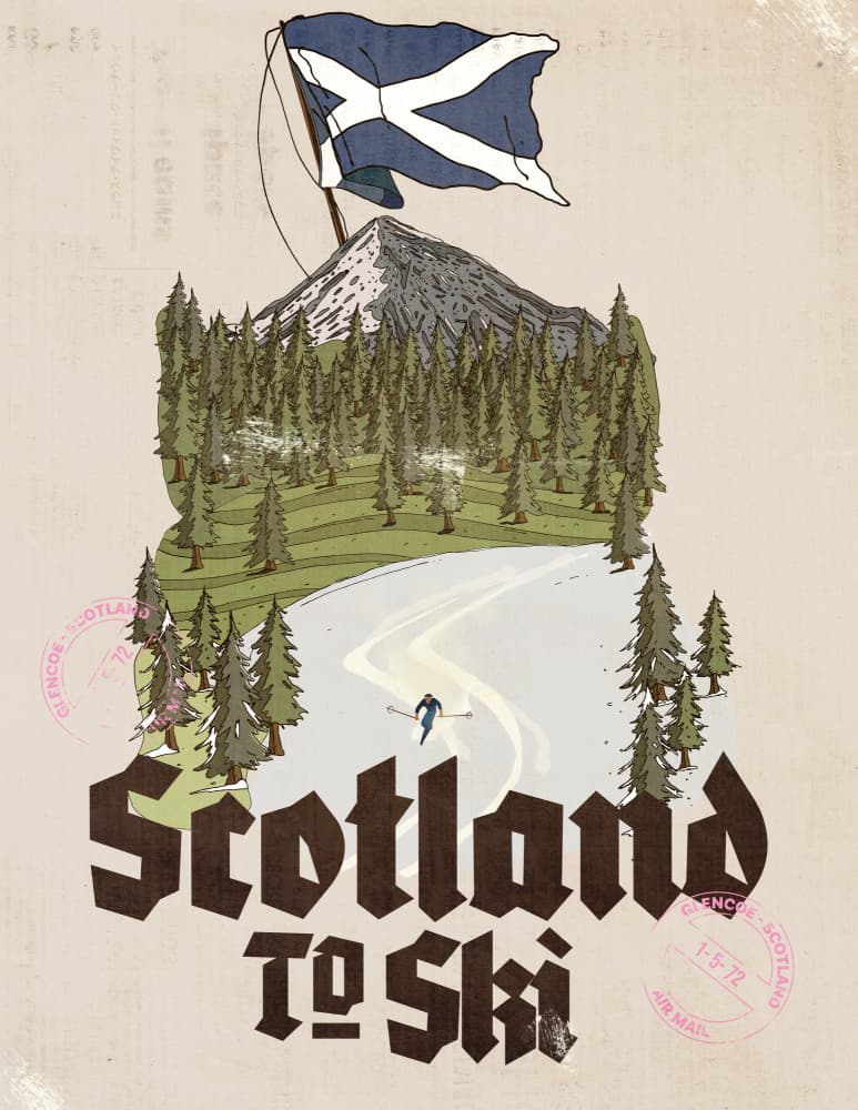 Vintage Scotland Skiing by Nicholas — canvas wall art