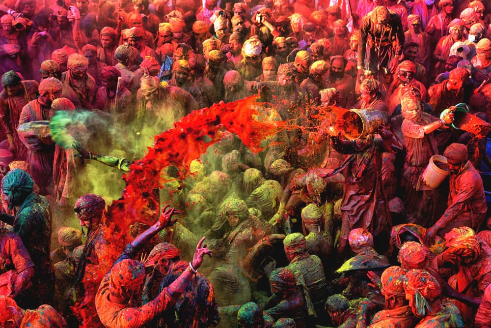 Vibrant Holi Celebration by Shaibal Nandi — canvas wall art