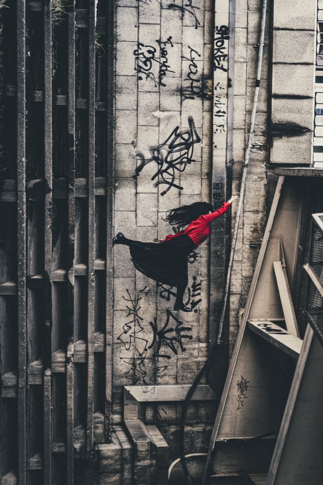Floating Woman Urban Wall by Kurosaki Sangan — canvas wall art