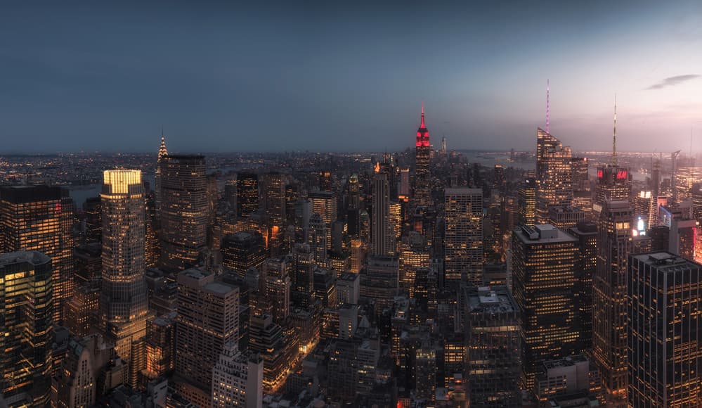 New York Evening Skyline by David Martin Castan — canvas wall art