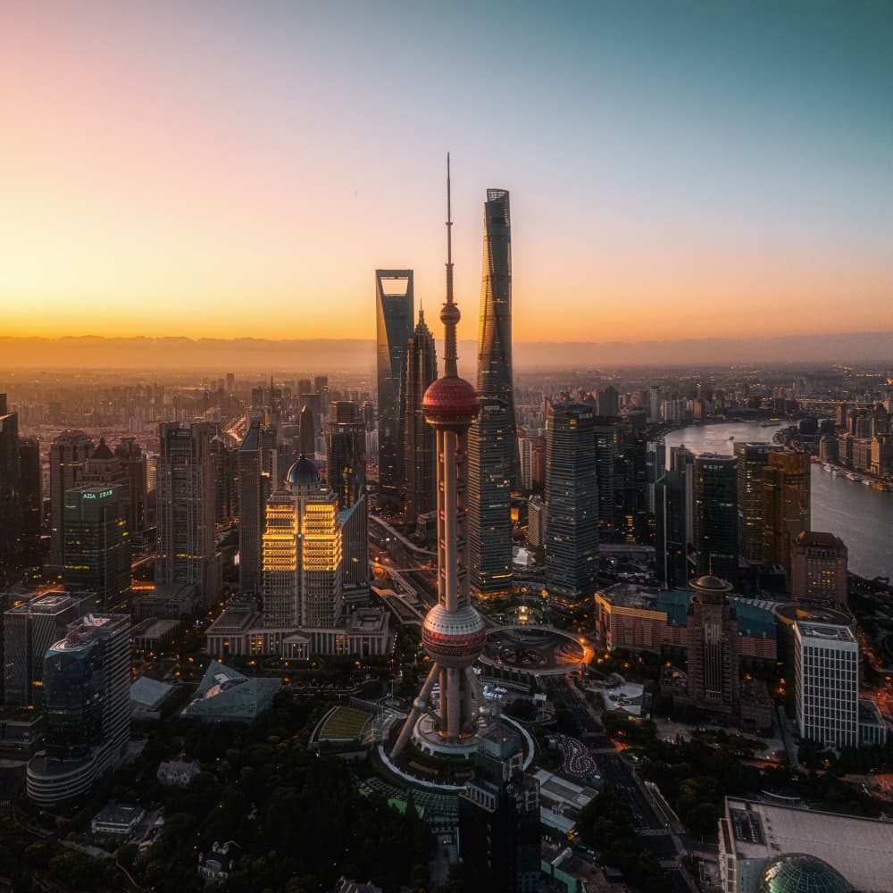 Shanghai Sunset Skyline by Steve Zhang — canvas wall art