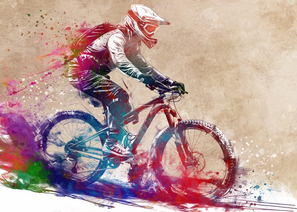 Vibrant Biker Splash by Justyna Jaszke — canvas wall art