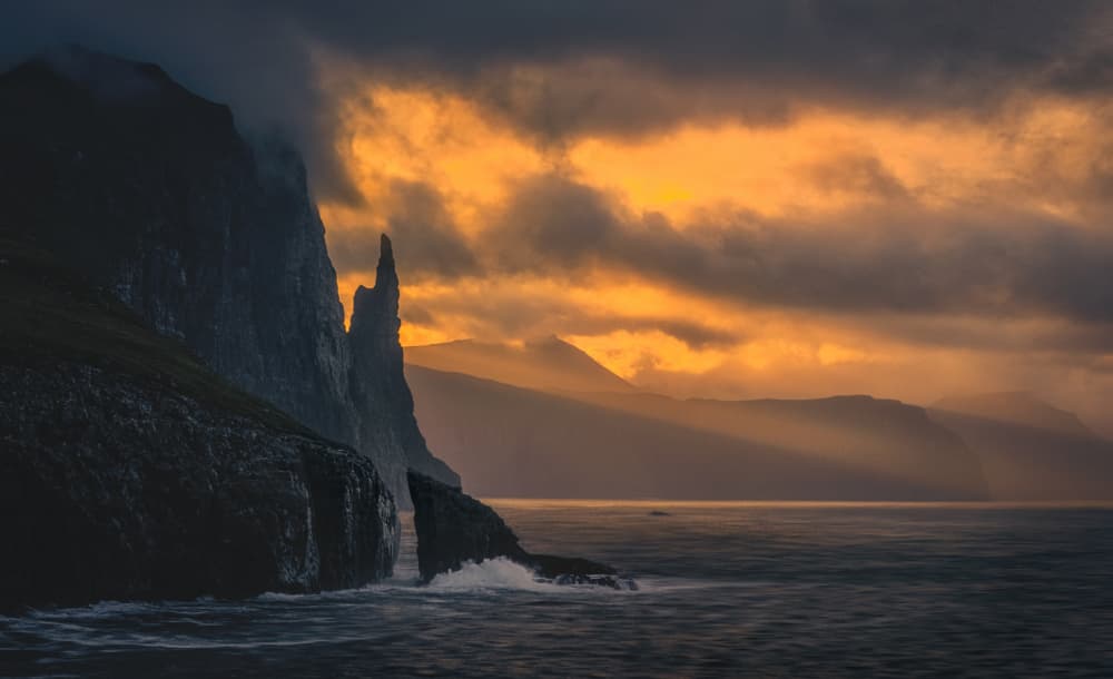 Dramatic Sea Stack Sunset by Lydia Jacobs — canvas wall art