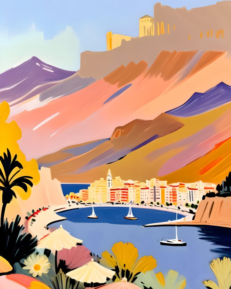 Vibrant Coastal Bay by Uma Gokhale — canvas wall art