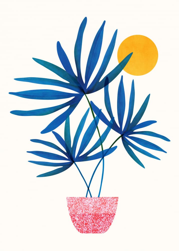 Sunny Palms Blue 5x7 by Kristian Gallagher — canvas wall art