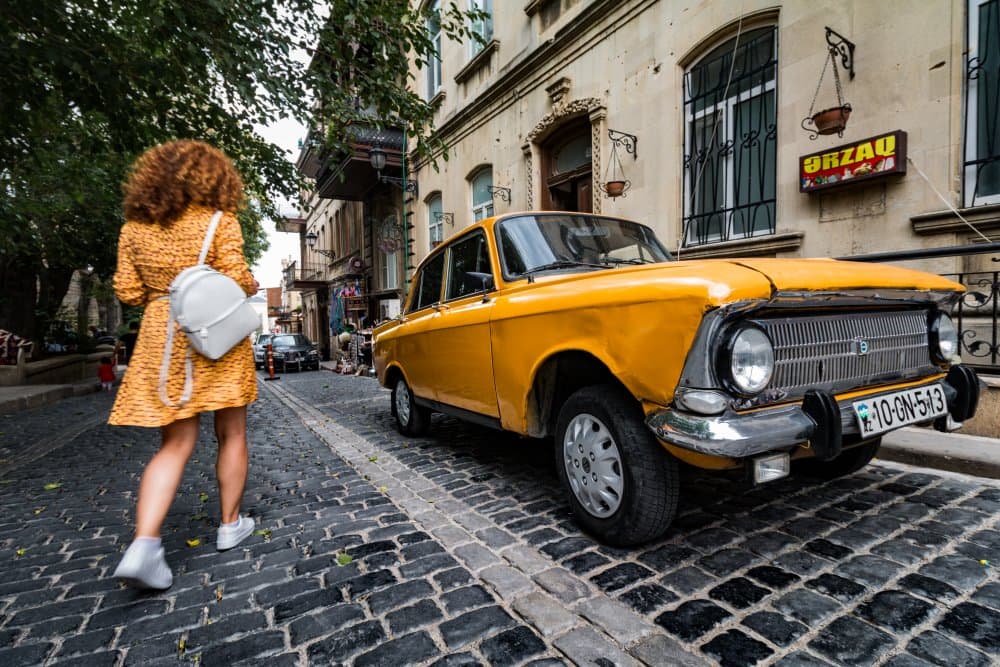 Yellow Car City Walk by AMIR ALI NAVADEH SHAHLA — canvas wall art