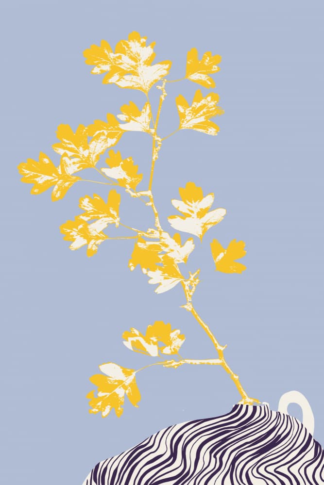 Yellow Leaves Wavy Vase by Annick — canvas wall art