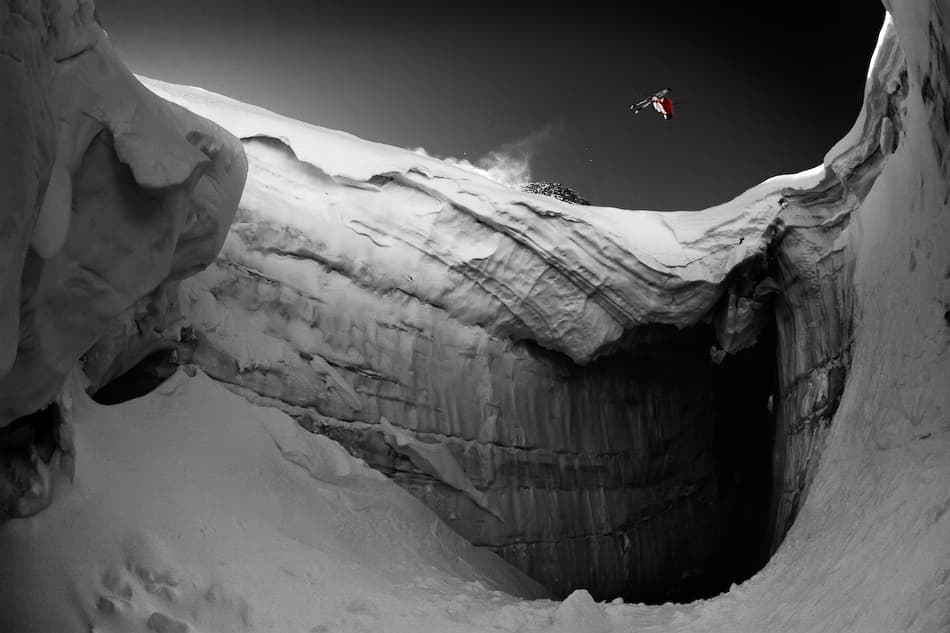 Canyon Snowboarder Jump by Tristan Shu — canvas wall art