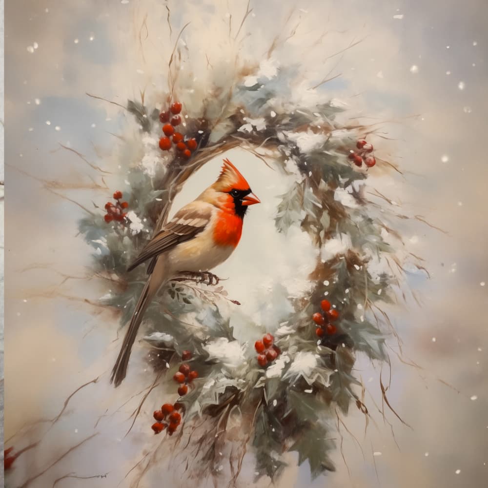 Cardinal's Winter Perch by Emel Tunaboylu — canvas wall art