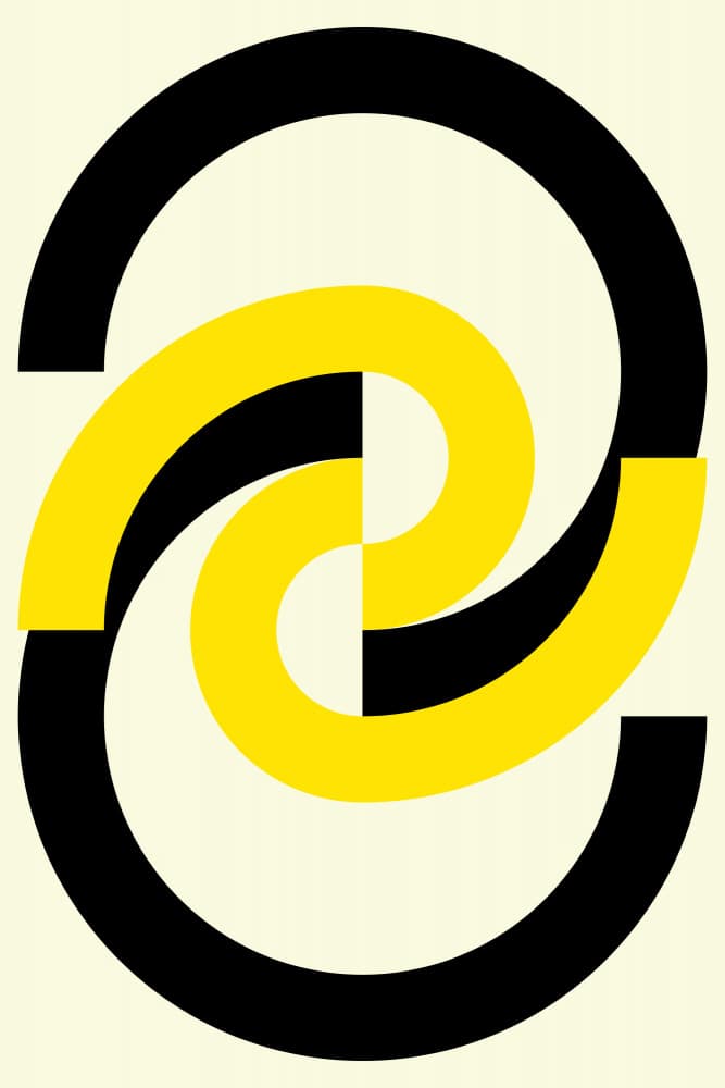 Dynamic Black Yellow Curves by Petr Strnad — canvas wall art