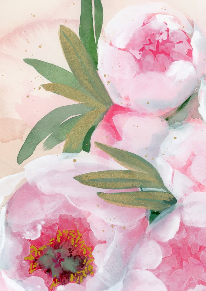 Watercolor Peony Blooms