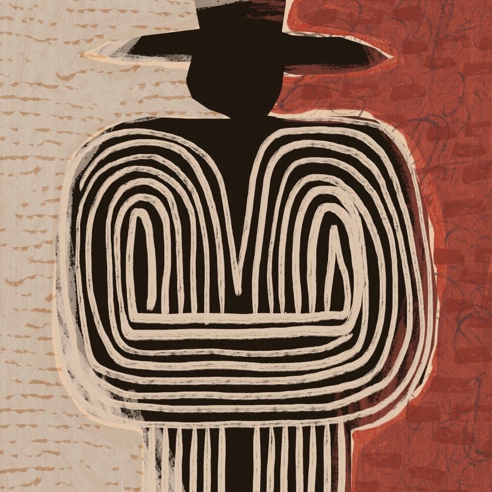 Tribal Figure With Hat by Treechild — canvas wall art