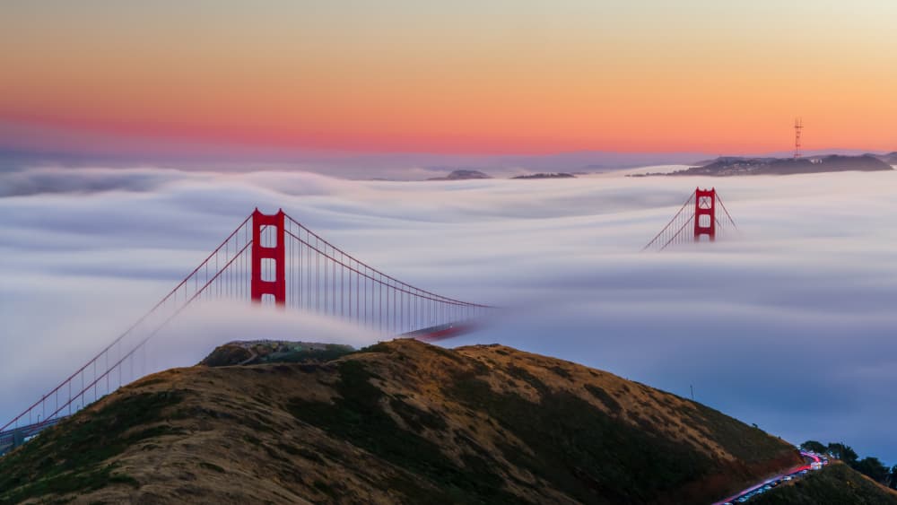 Golden Gate Morning Fog by DonnaHom APA — canvas wall art