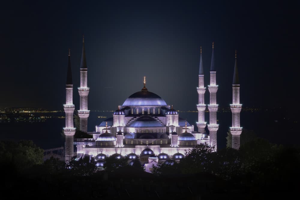 Blue Mosque at Night by Wilma Wijers Smeets — canvas wall art