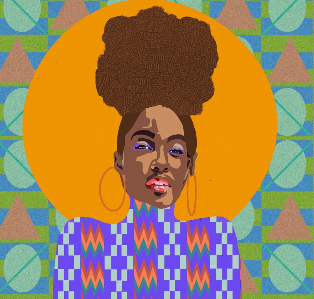 Bold Afro Portrait by Lynnda Rakos — canvas wall art