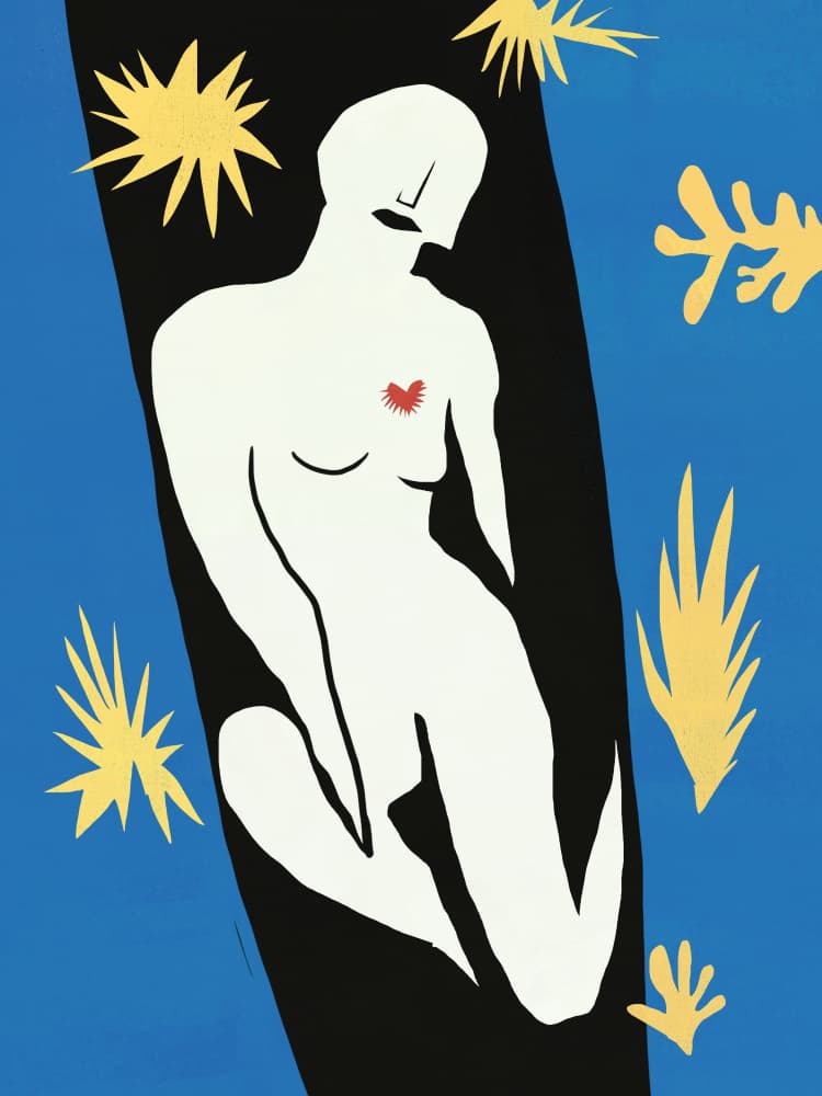 Abstract Nude Heart by Little Dean — canvas wall art