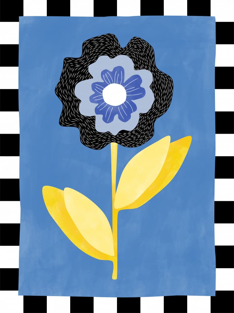 Graphic Flower Checkered Border by Elena Ristova — canvas wall art