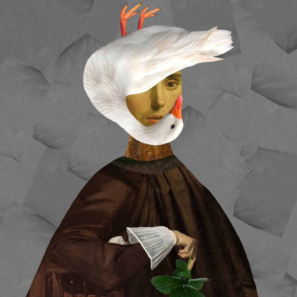 Surreal Goose Portrait by Collage Malage — canvas wall art
