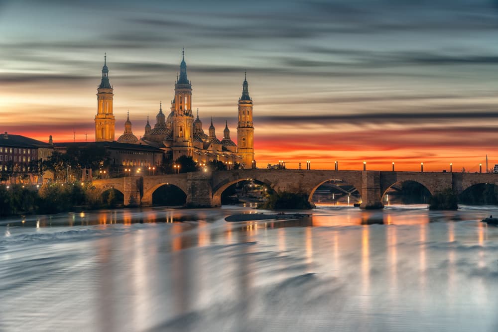 Zaragoza River Sunset by TONY GORAN — canvas wall art