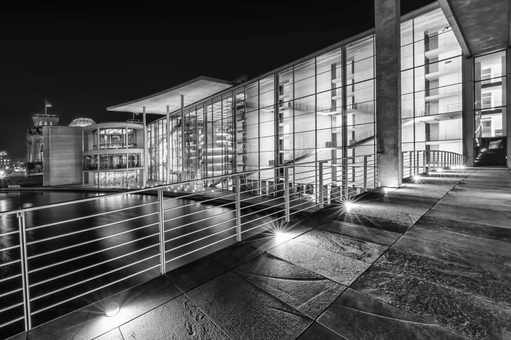 Modern City Night Reflection by Melanie Viola — canvas wall art