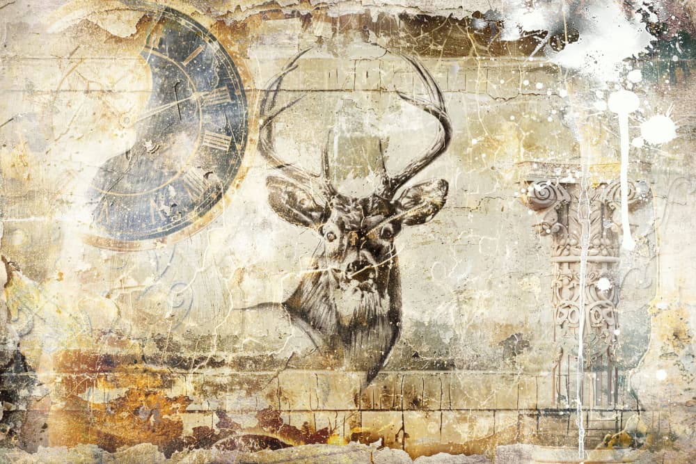 Rustic Deer Time by Rafal Kulik — canvas wall art
