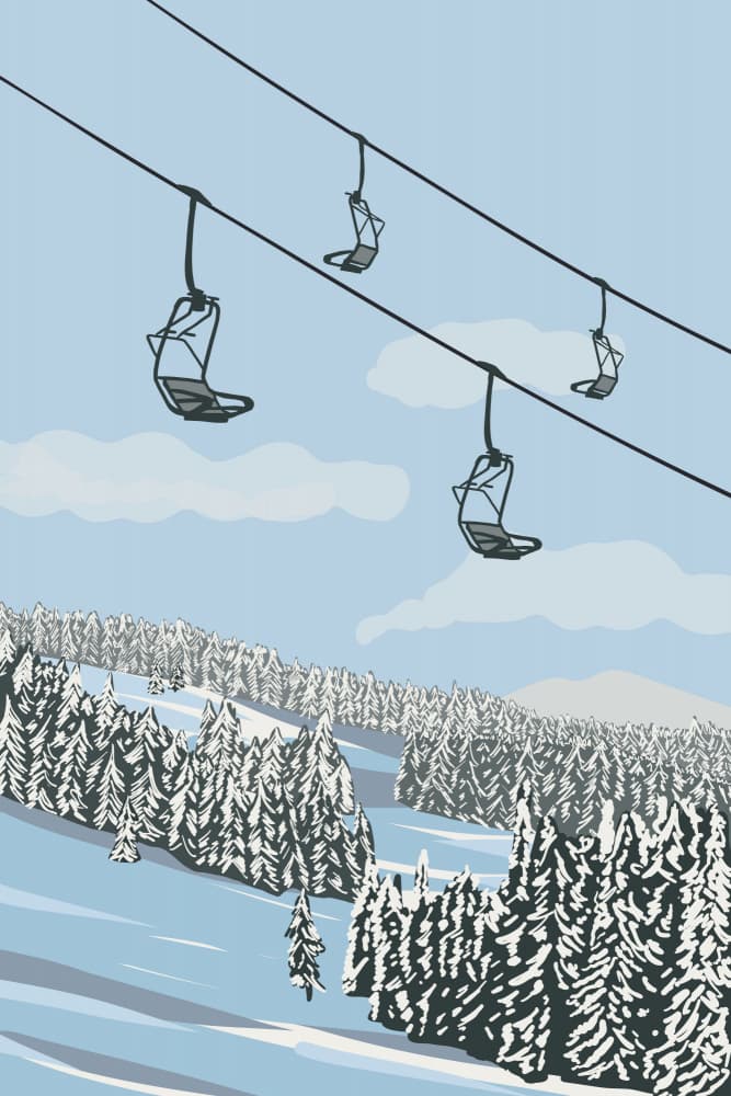 Snowy Mountain Ski Lifts by Alexandra Weise — canvas wall art